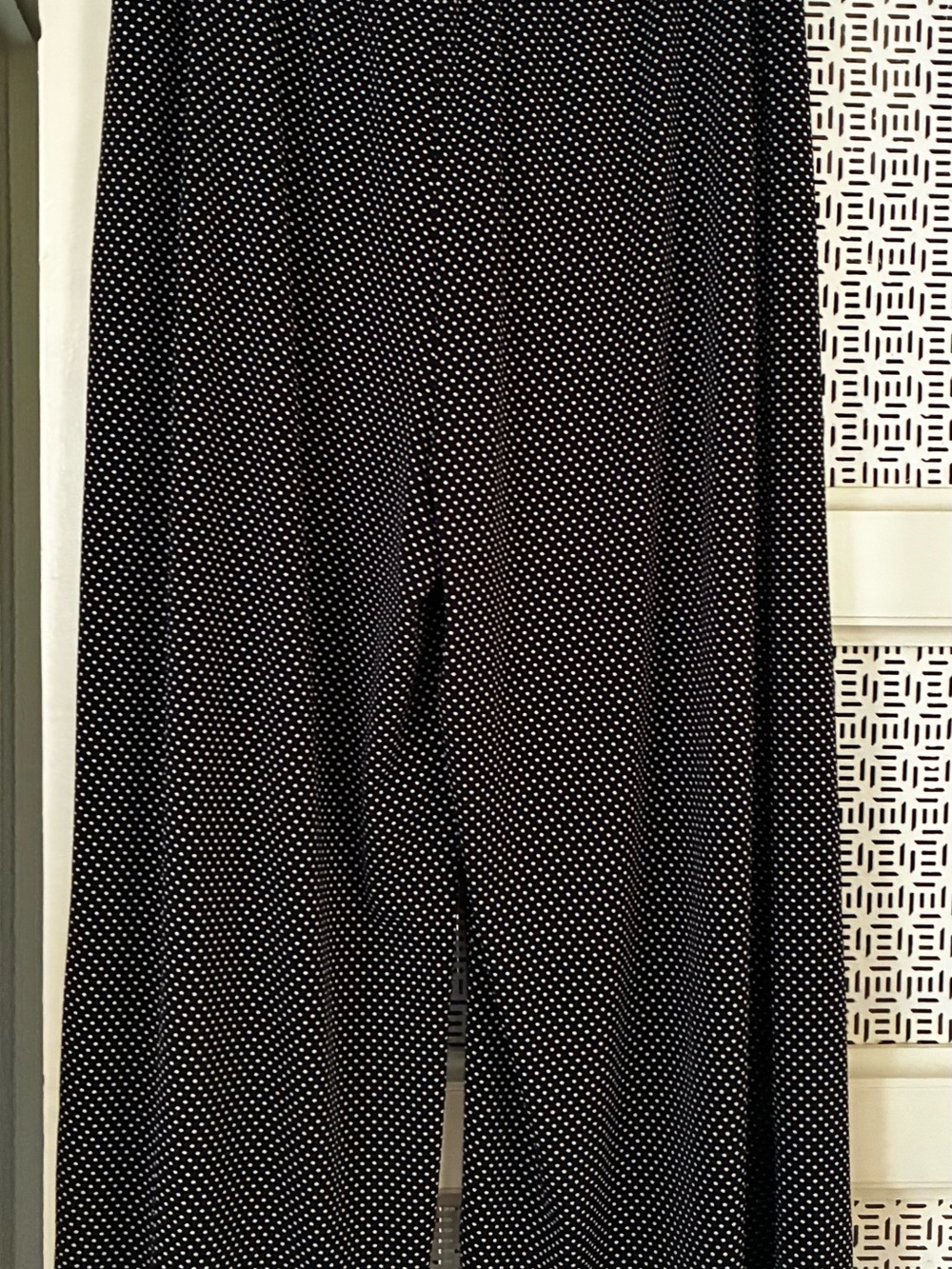 Adrianna Papell Black Wide-Leg Pants with White Polka Dots - Picture 1 of 5